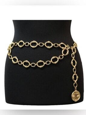 Chanel Gold Medallion Chain Statement Belt